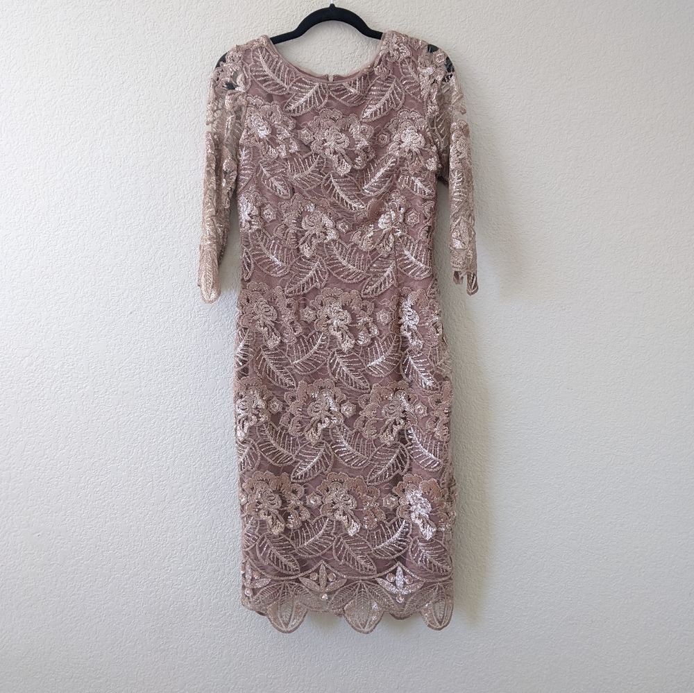 BHLDN 8 Mackenzie Metallic Lace Formal Knee Length Dress